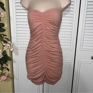 Fiesta Pink Strapless Bodycon Dress for Cocktail Nights